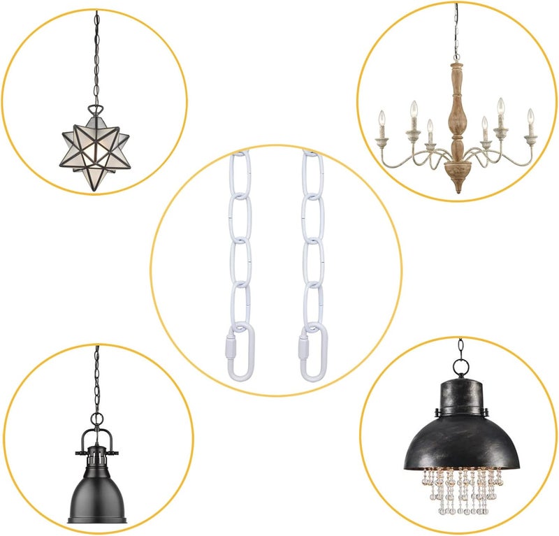 ECUDIS 6 Feet Pendant Light Fixture Chain, Lighting Hanging Chain Extension with Connection Locks, Lighting Chain Replacement for Chandelier, Plants, Fruit Basket (White) - Image 4